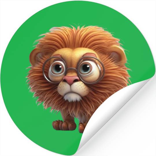 Cute little lion comic character Stickers