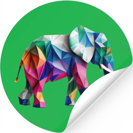 Vibrant Origami Elephant - Handmade with Love Stickers