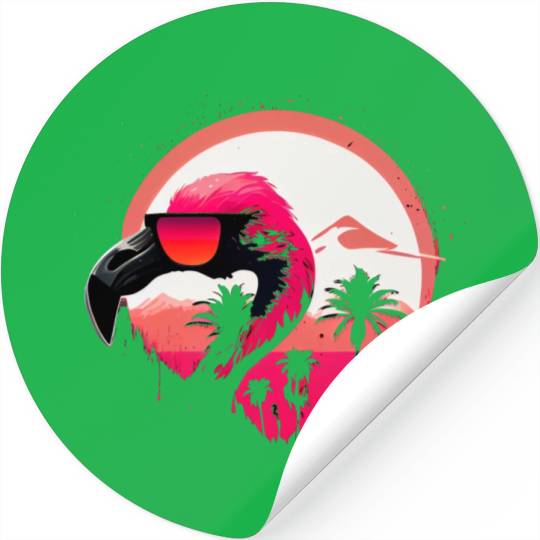 Retro Sunset Pink Flamingo Summer Design Flamingo Stickers