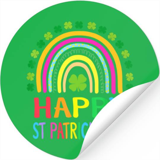 Happy St Saint Patrick's Day Rainbow Stickers
