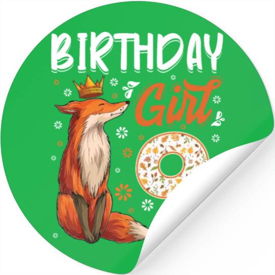 Fox Animal Lovers 9th Birthday Girl Fox B-day 9 ye Stickers