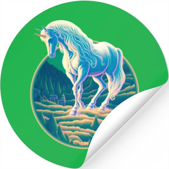 Unicorn in Mountain Landscape Stickers