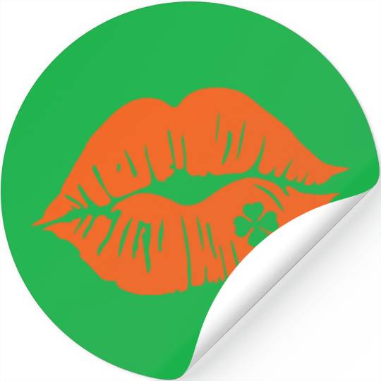 Shamrock Lips, Orange Clover, Kiss Me, St Patricks Stickers