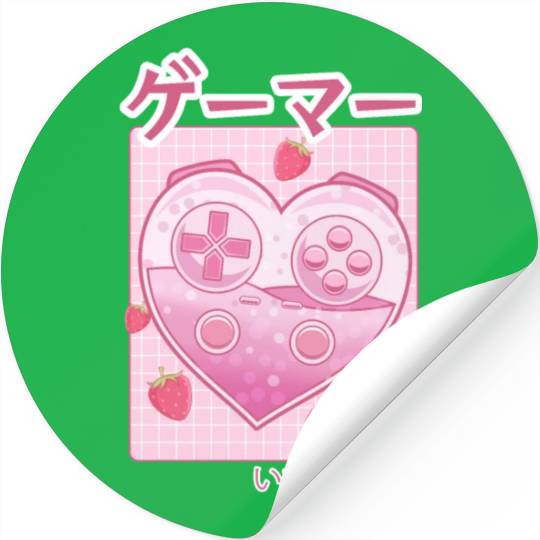 Video Gamer Japanese Kawaii Strawberry Milk Anime Stickers