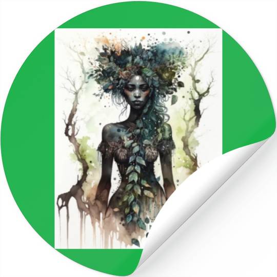 Black Nature Goddess - African American, Woodland Stickers