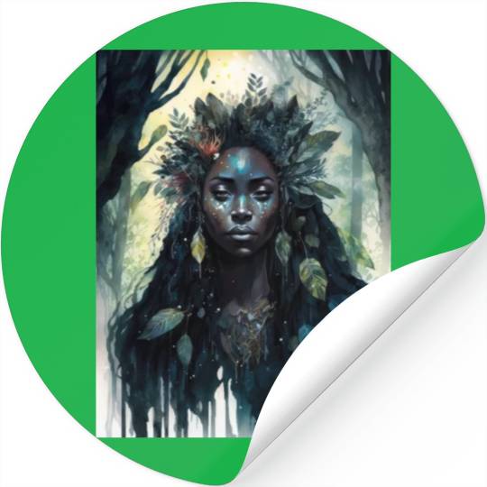 Black Nature Goddess - African American, Woodland Stickers