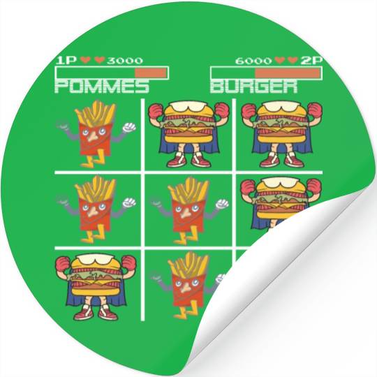 Tic Tac Toe French Fries Chips vs. Burger Stickers
