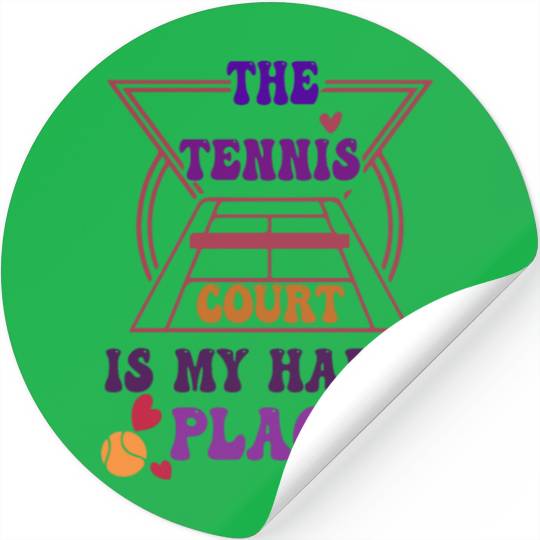 The Tennis Court Is My Happy Place Funny Stickers