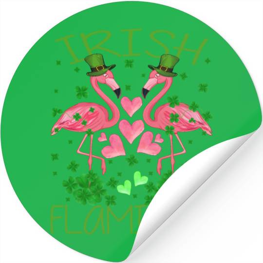 Irish Flamingo St Patrick's Day Stickers