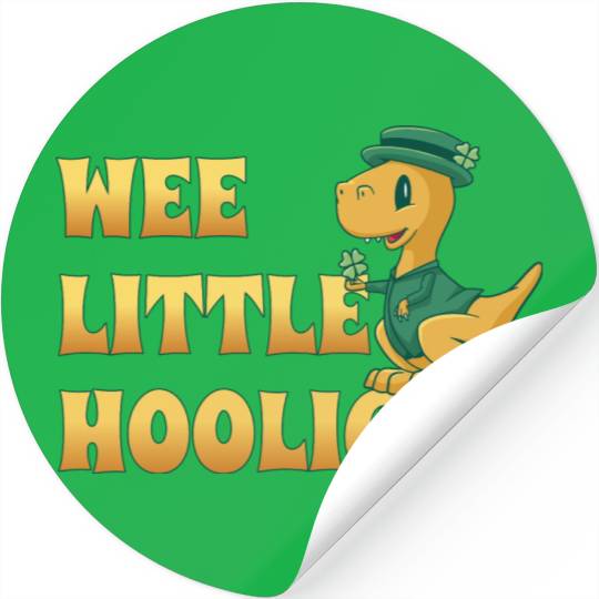 Wee Lil Hooligan loves Dinosaur St Patrick Day Stickers