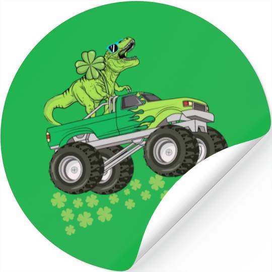 St Patricks Day Dinosaur T Rex Monster Truck Stickers