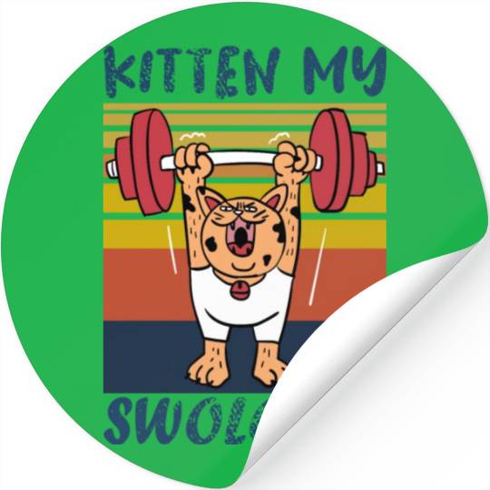 Kitten My Swole On Funny Gym Cat Meme Stickers
