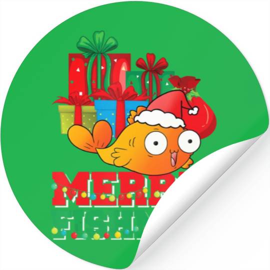 Merry Fishmas Christmas Fish Lover Fisherman Ugly Stickers