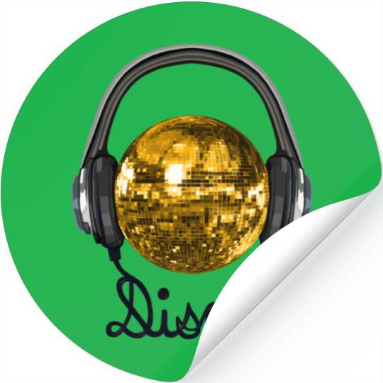 Gold Disco Ball Music Headphones Stickers