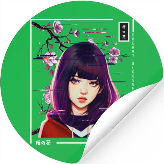 Cute Anime Girl Japanese Vaporwave Glitch Aestheti Stickers