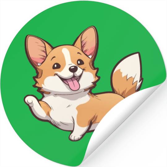 Happy Kawaii Corgi dog Stickers