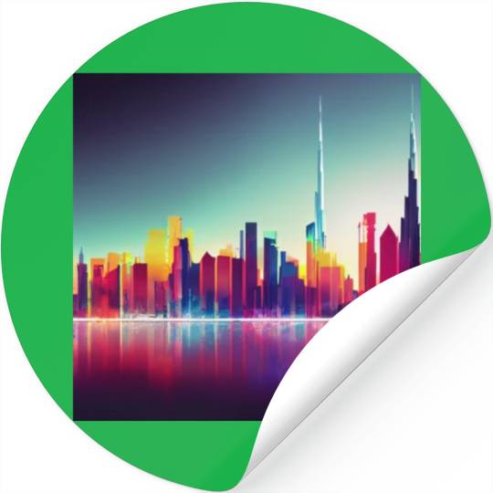 Dubai silhouette skyline abstract art Stickers