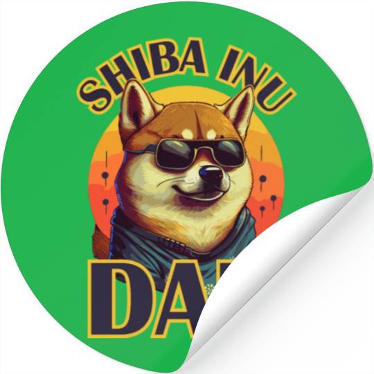 Shiba Inu Dad Retro Dog Lover Funny Cute Pet Stickers