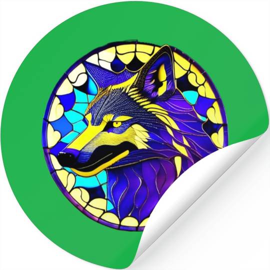 Moonlit Majesty The Art of Stained Glass Wolves Stickers