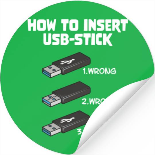 How To Insert USB Stick Funny Programmer Meme Stickers