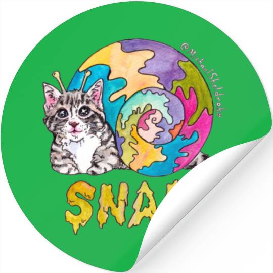 Psychedelic Kitten Snail Stickers