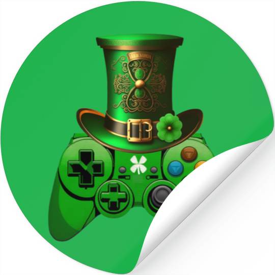 St Patricks Day Video Game Stickers | Gamer Leprechau