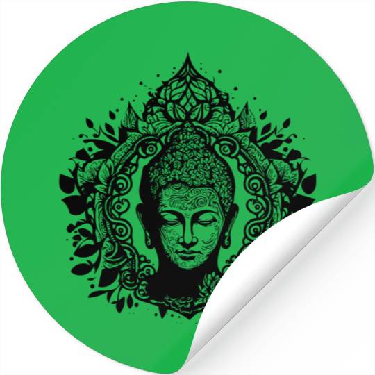 Meditating Buddha Lotus Spirit Portrait Stickers