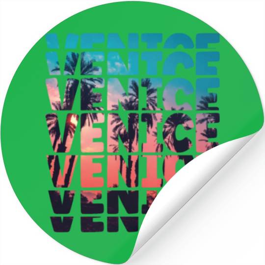 Venice Beach California Vacation Ocean Palm Tree Stickers
