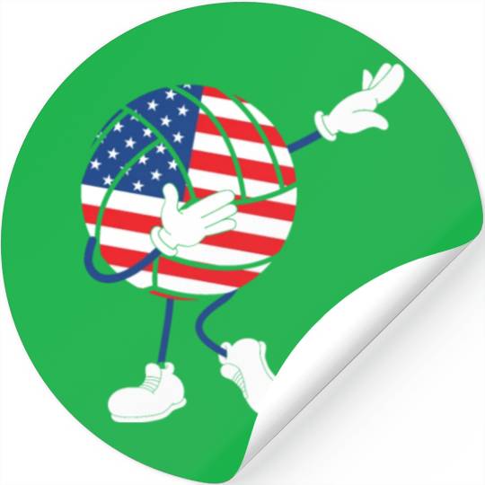 America USA Flag 4th Of July Volleyball Player Stickers