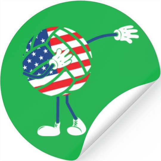 America USA Flag 4th Of July Volleyball Player Stickers