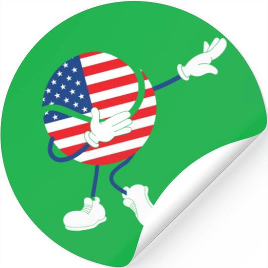 America USA Flag 4th Of July Tennis Player Stickers