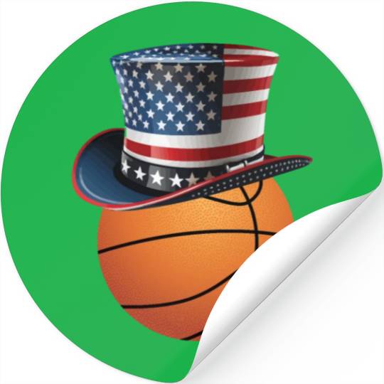 Patriotic America USA Flag 4th Of July Basketball Stickers