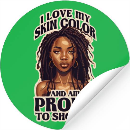 I Love My Skin Color Black Dreadlock Girl African Stickers