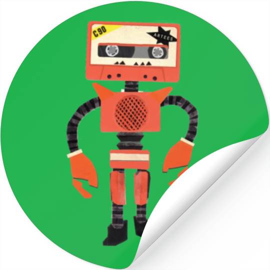 Orange Tape Robot Stickers