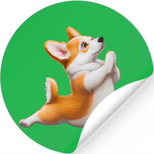 Corgi dog in yoga pose Stickers