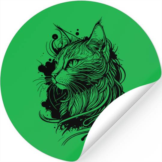 Cute Space Cat In Tattoo Style Stickers