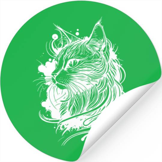Cute Space Cat In Tattoo Style Stickers