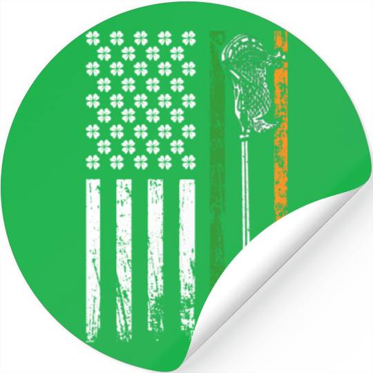 American Sports Flag St. Patrick's Day Lacrosse Stickers