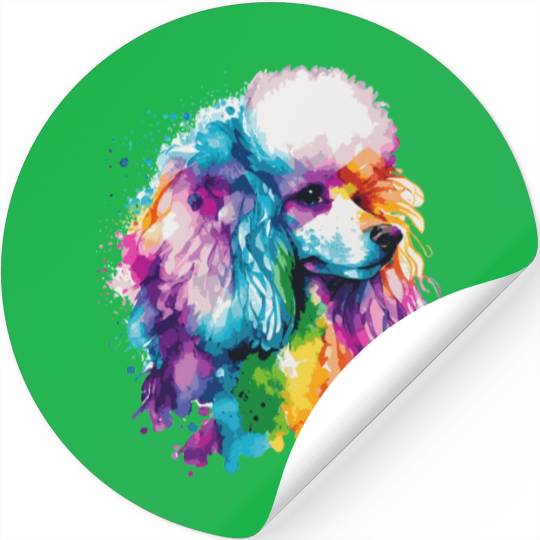 Watercolor Poodle Colorful Pet Poodles Dog Lover Stickers