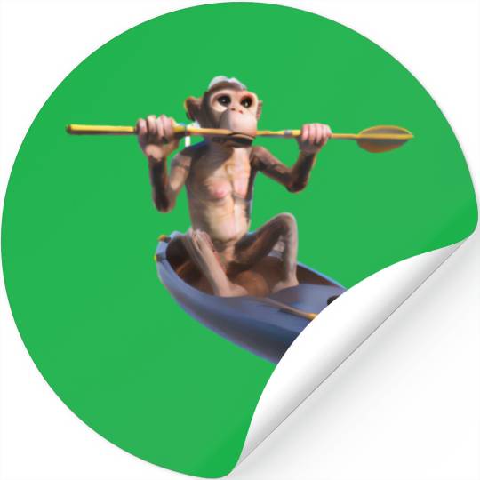 Monkey in a kayak Stickers