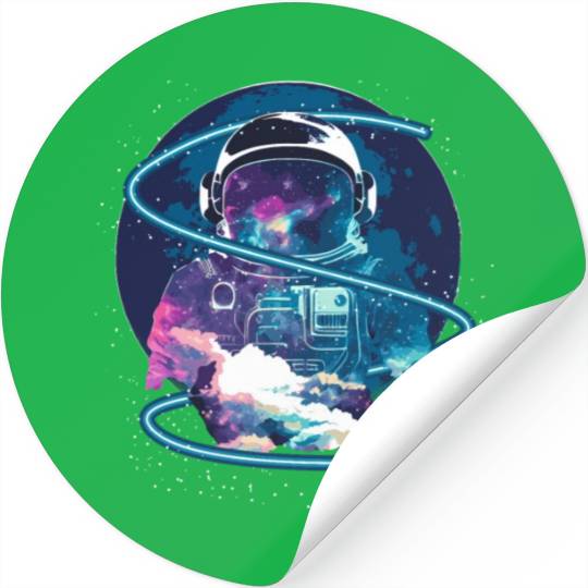 Galaxy Astronaut Full Moon Astronomy Space Science Stickers