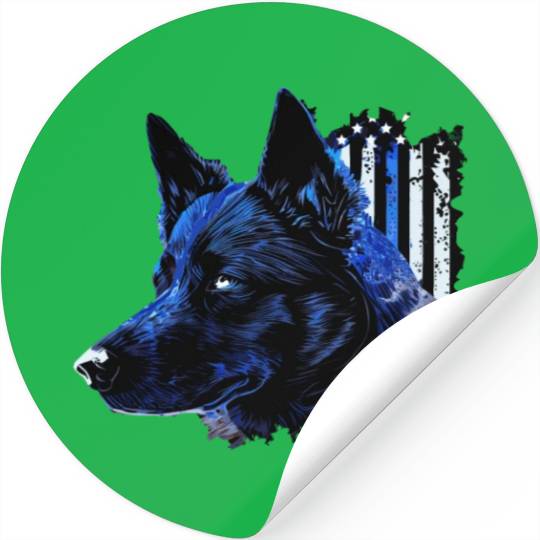 Police Dog K9 Officer Patriotic American Flag Cani Stickers