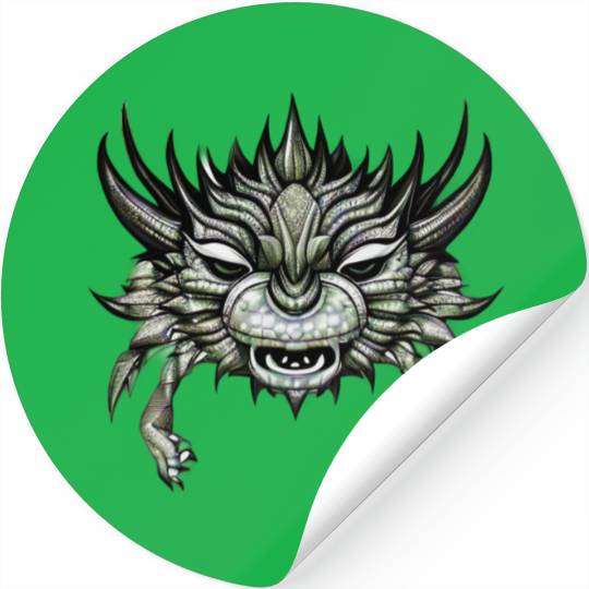 crab dragon green Stickers