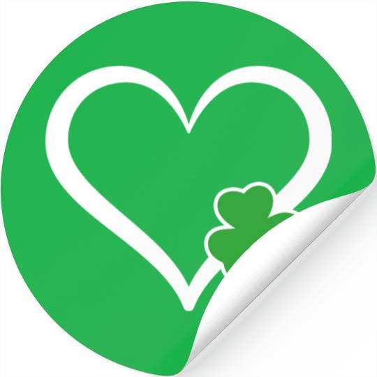 Kids Girls Heart St Patricks Day Shamrock Irish Stickers