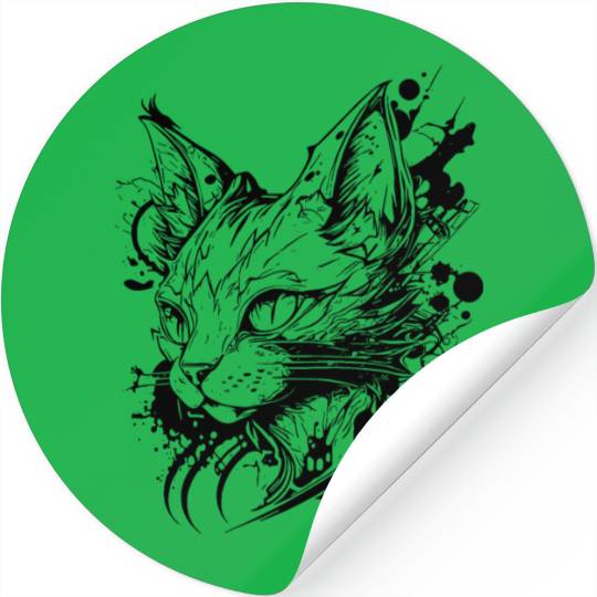 Space Cat In Vintage Tattoo Style Stickers