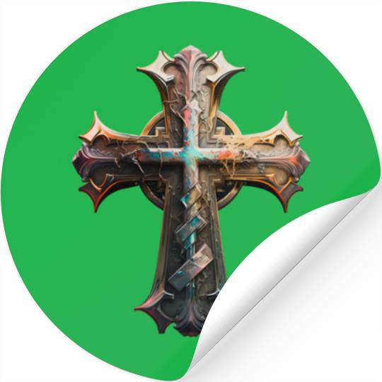 Jesus Cross Painting Stickers