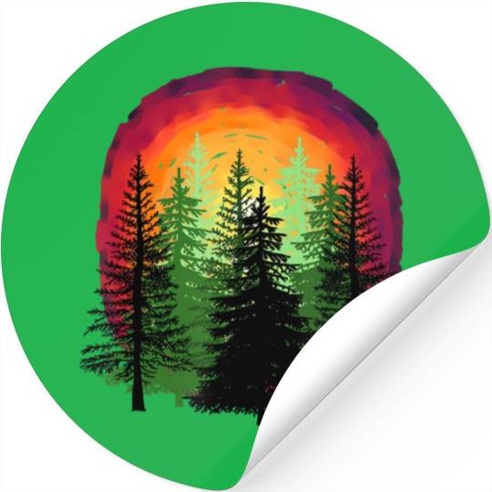 Forest sunrise sunset nature trees Stickers