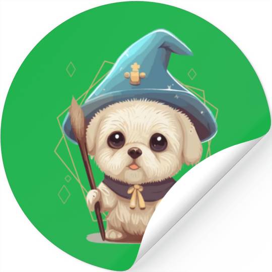 Cute Wizard Dog Roleplaying Dice Nerdy RPG Tableto Stickers