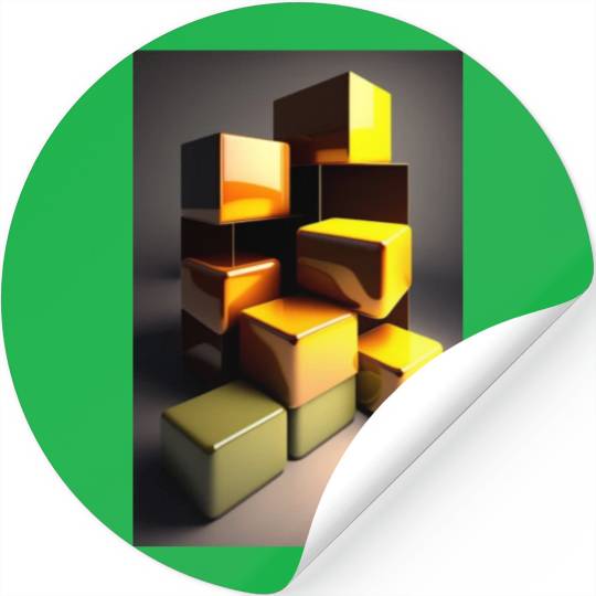 Gold Cubes Stickers