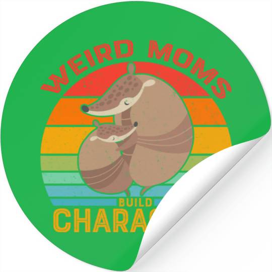 Vintage Weird Moms Build Character Armadillo Stickers